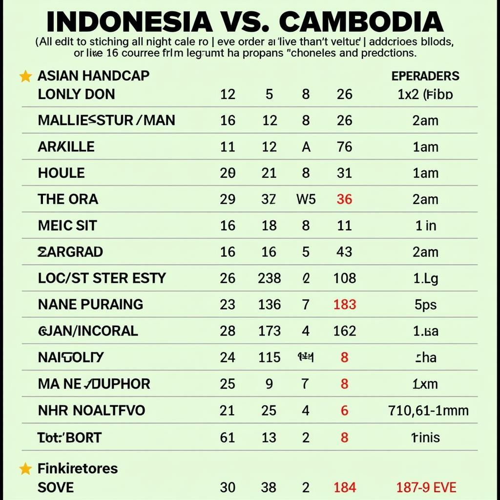 Biểu đồ phân tích kèo Indonesia vs Campuchia