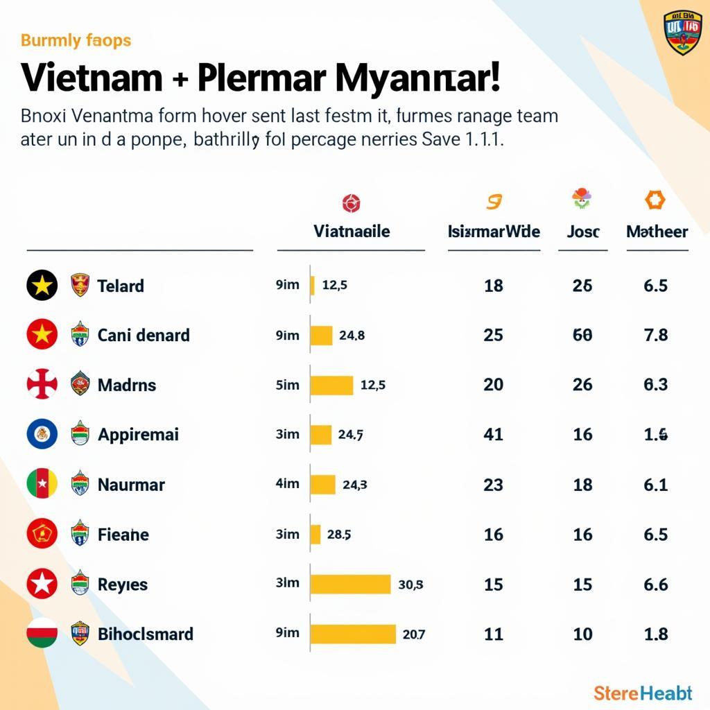 Biểu đồ phong độ gần đây của Việt Nam và Myanmar