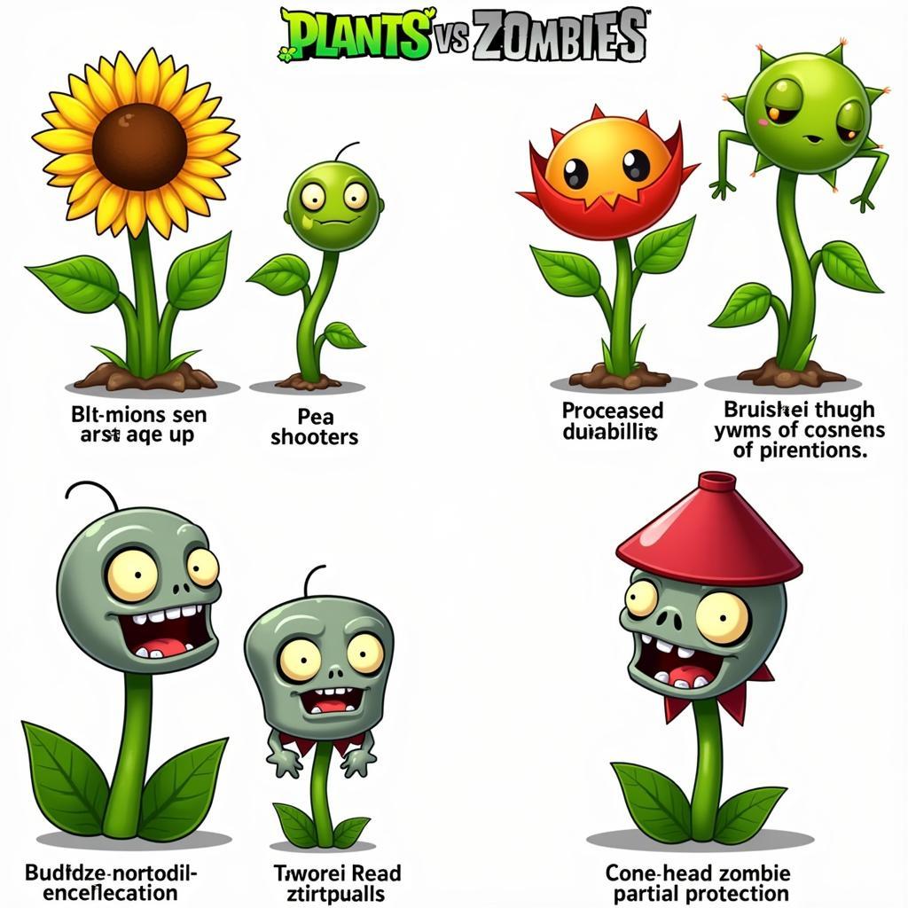 Plants and Zombies in Plants vs Zombies Free