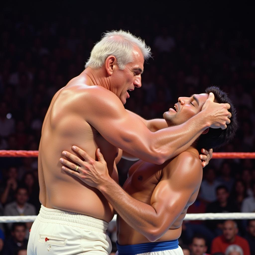 Ric Flair thể hiện kỹ thuật đấu vật điêu luyện