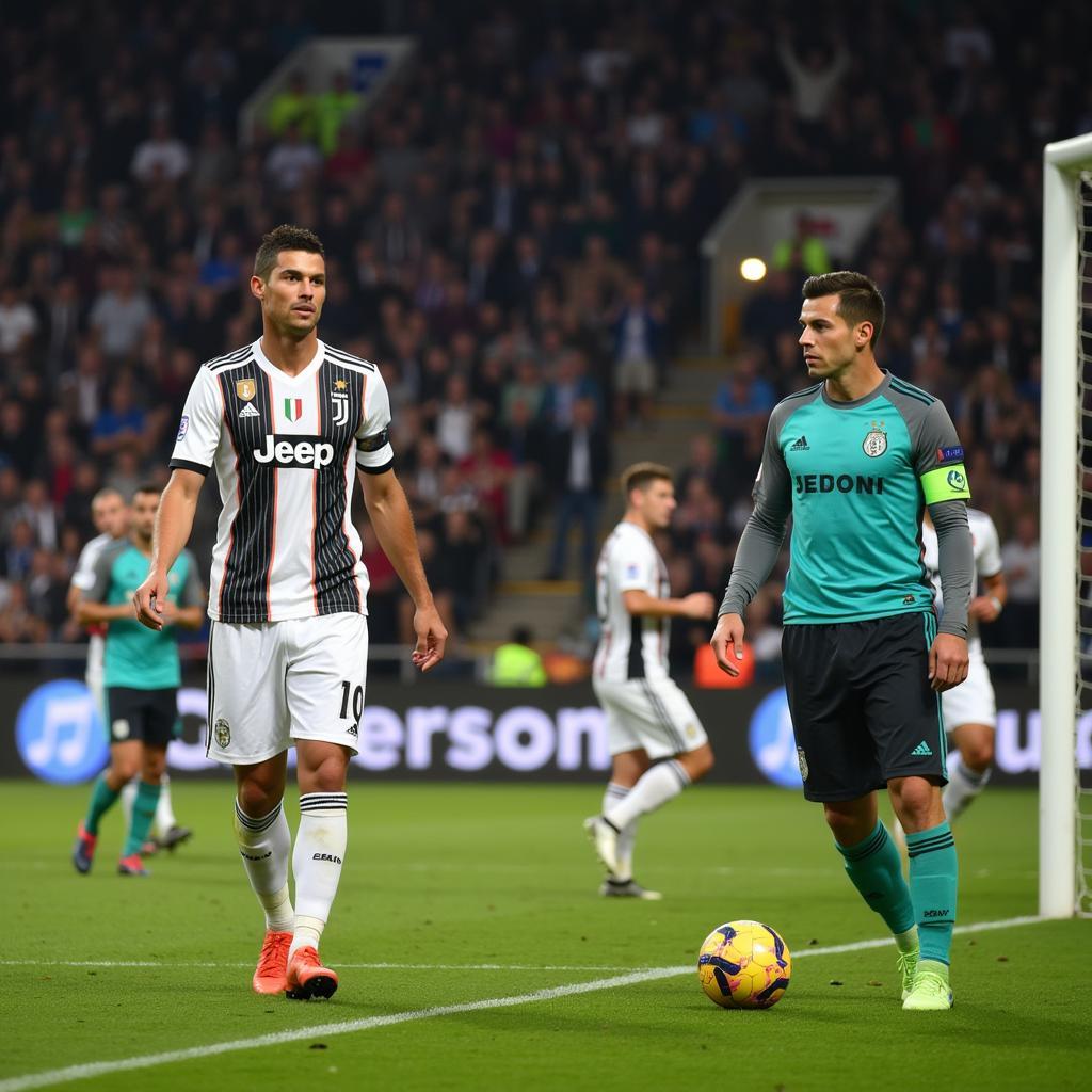 Ronaldo và Buffon đối đầu trong tình huống penalty