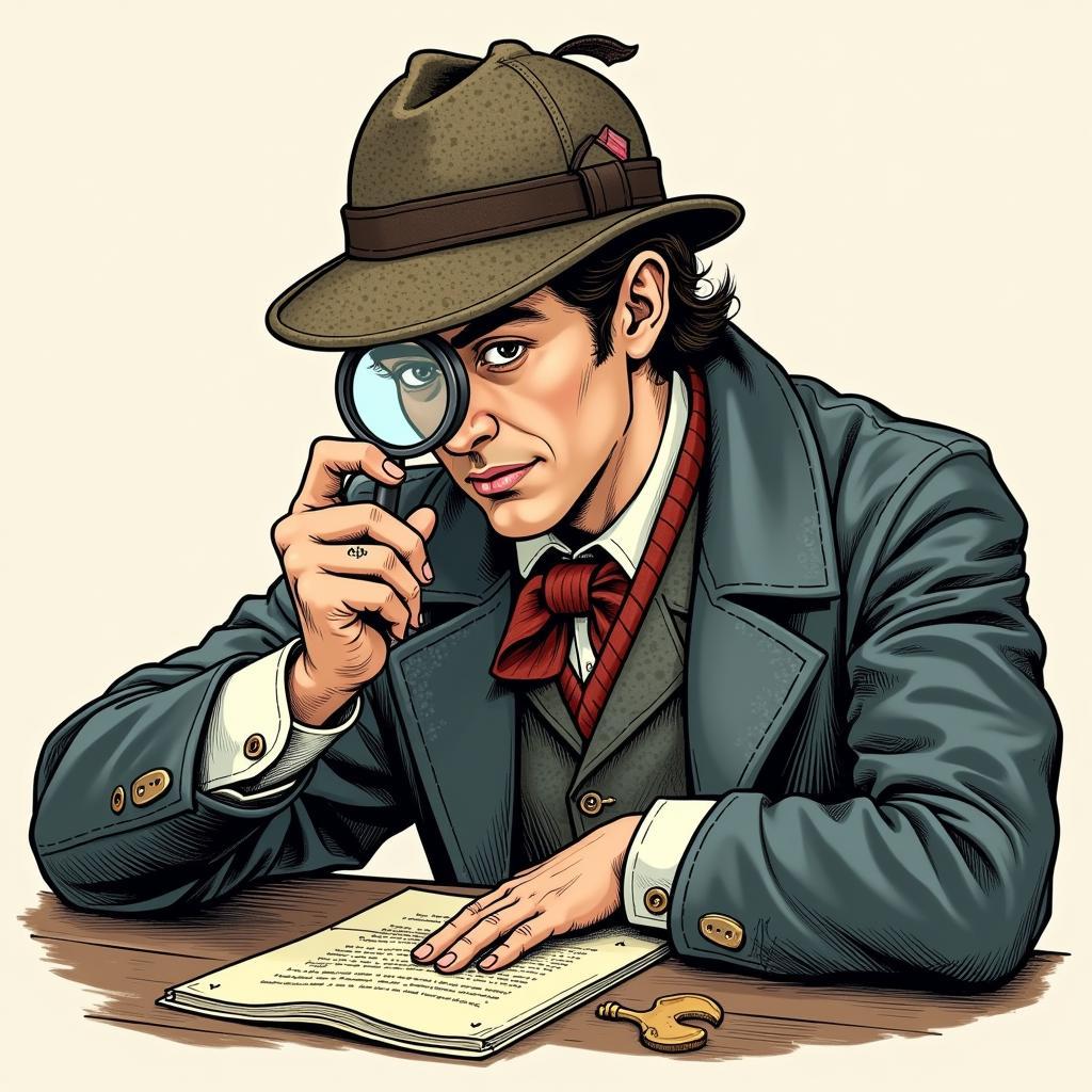 Sherlock Holmes Examining a Clue