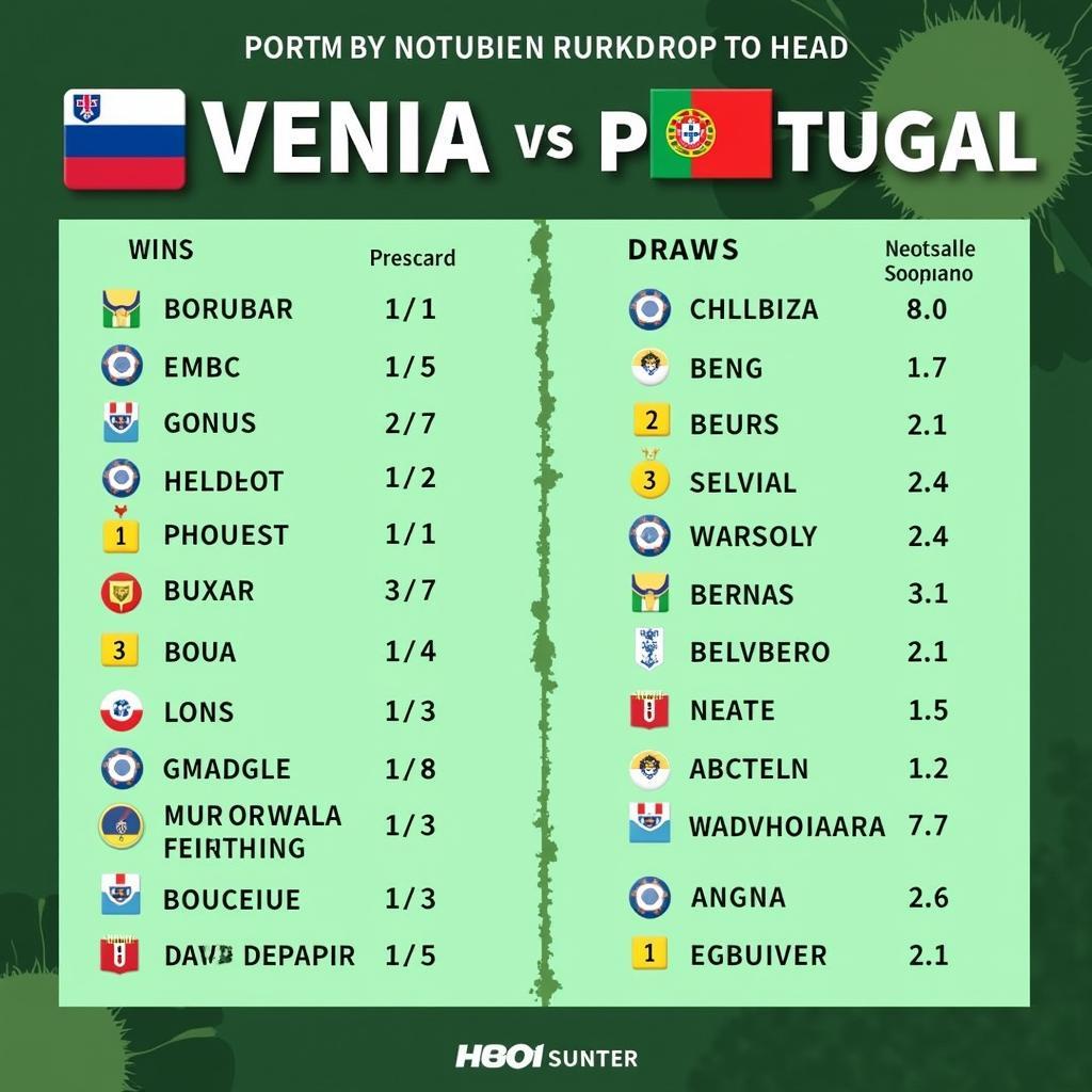 Slovenia vs Bồ Đào Nha: Lịch sử đối đầu