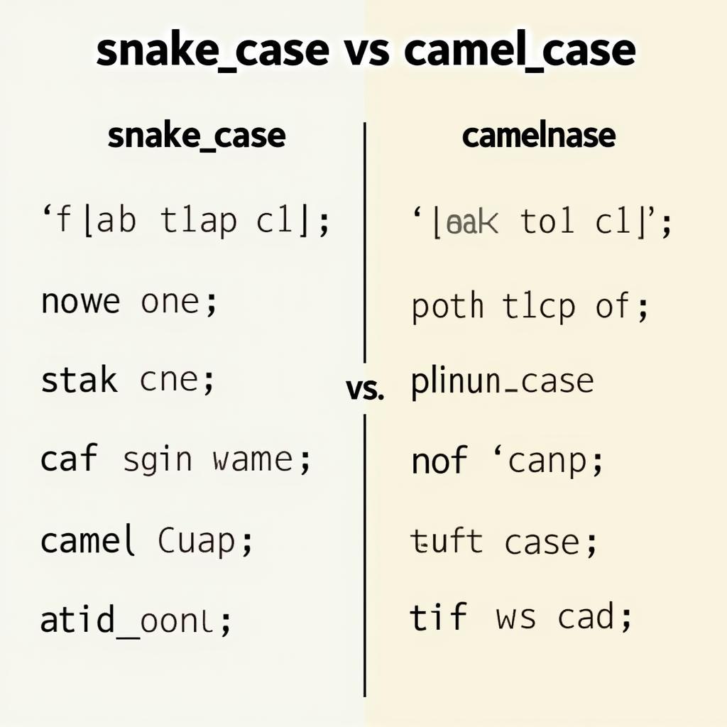 So sánh snake_case và camelCase