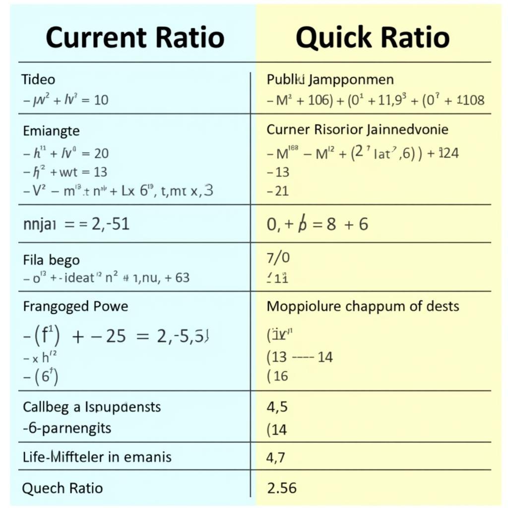 So sánh Current Ratio và Quick Ratio