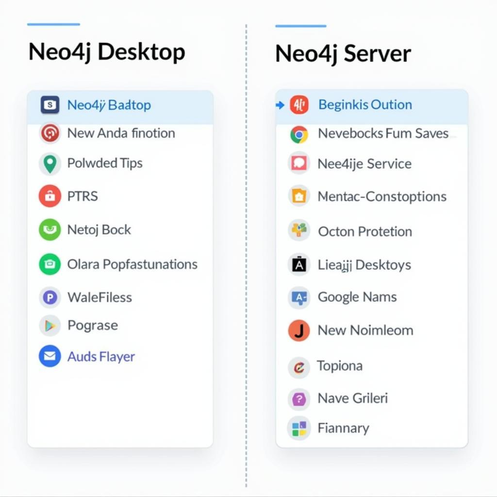 So sánh giao diện Neo4j Desktop và Server