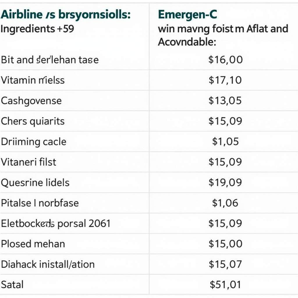 So sánh thành phần Airborne và Emergen-C