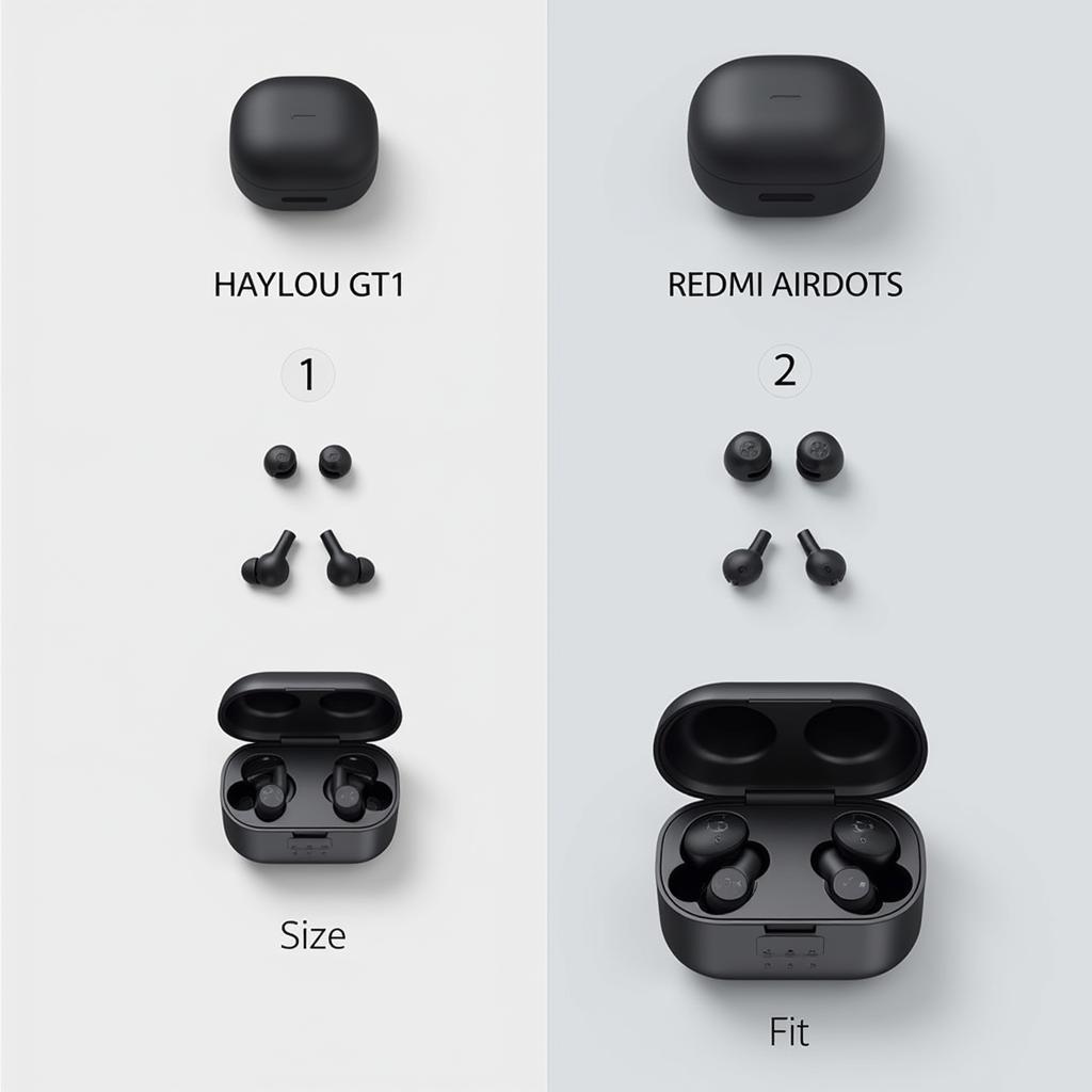 So sánh thiết kế Haylou GT1 và Redmi Airdots