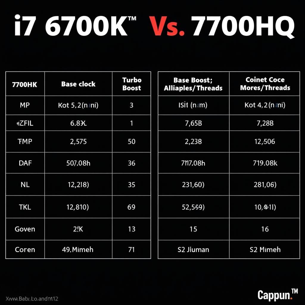 So sánh thông số kỹ thuật giữa i7 6700K và i7 7700HQ