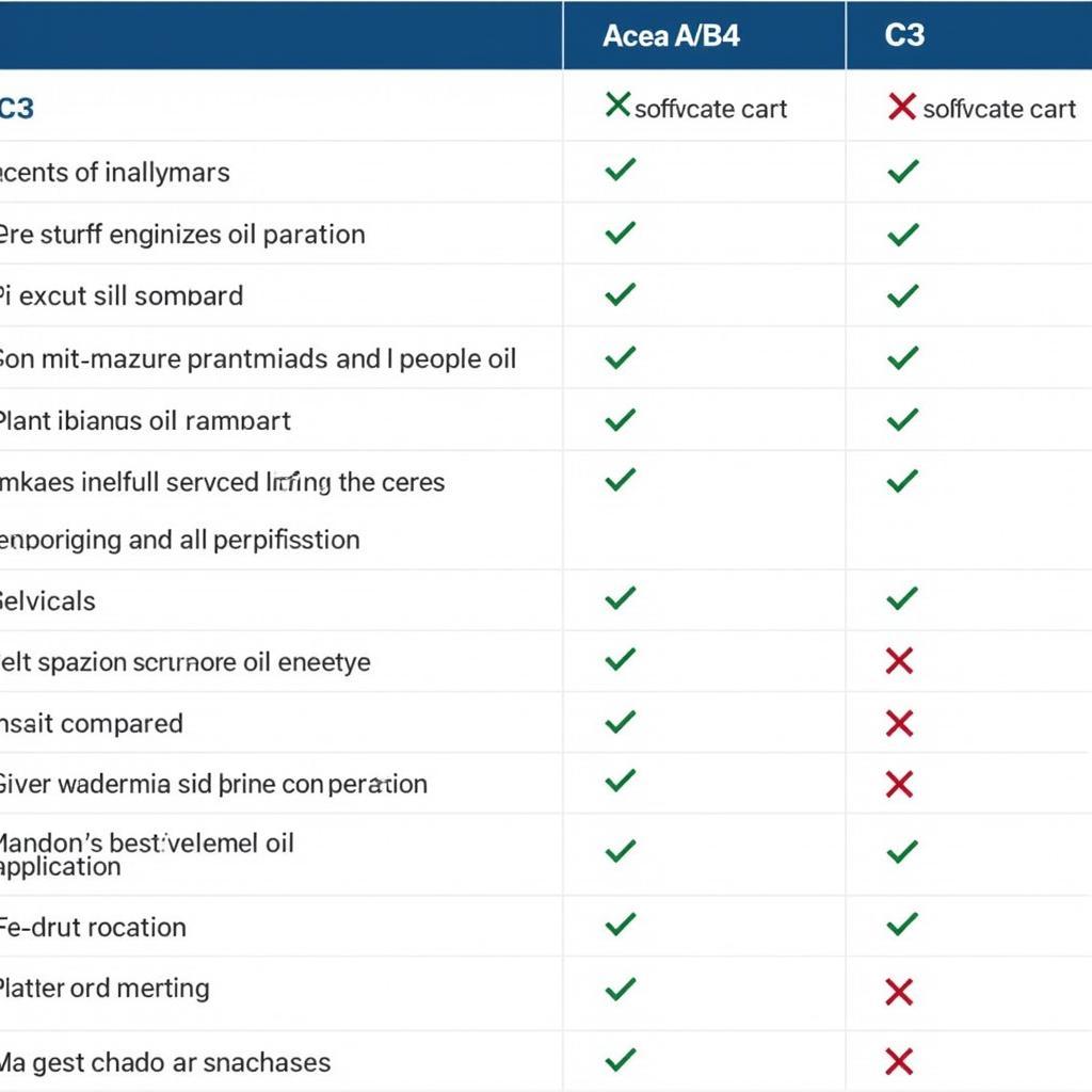 So sánh tiêu chuẩn dầu động cơ Acea A3 B4 và C3