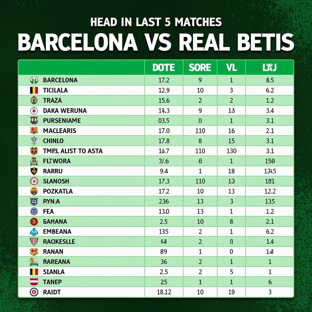 Lịch sử đối đầu Barca vs Betis