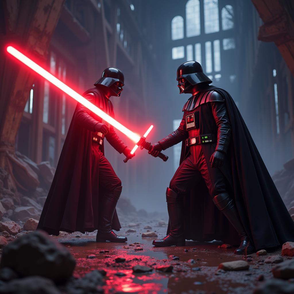 Starkiller tung đòn tấn công Lực lượng dữ dội vào Darth Vader