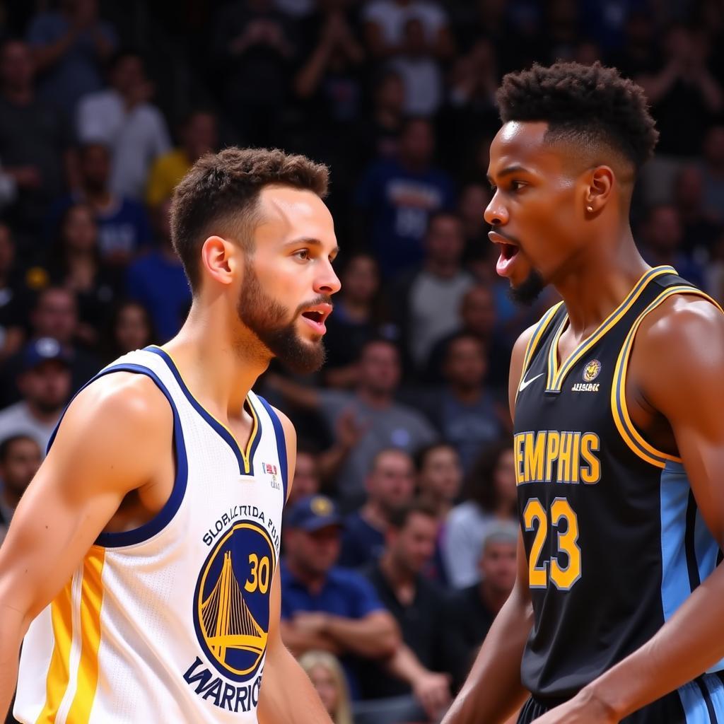 Stephen Curry và Ja Morant đối đầu trong trận đấu GSW vs Memphis