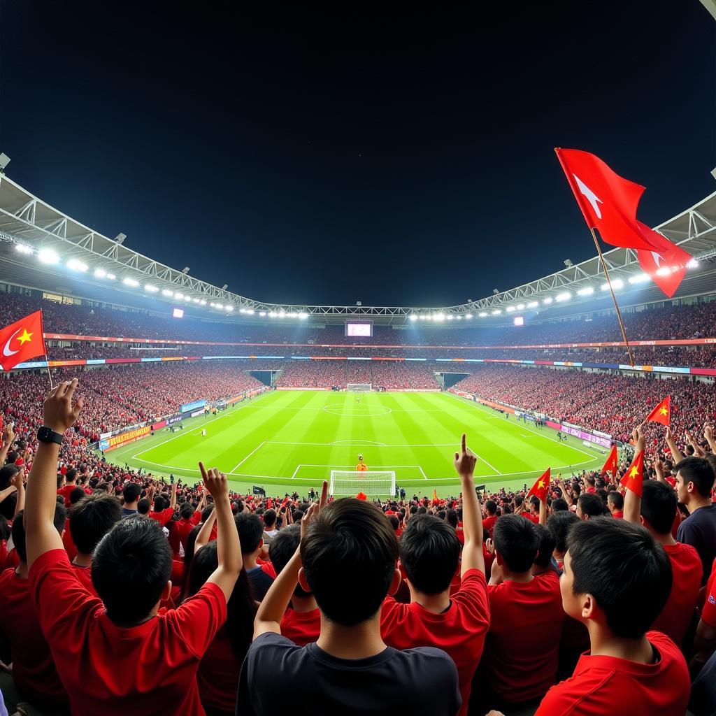 The excitement of fans watching a U23 Asian Cup match