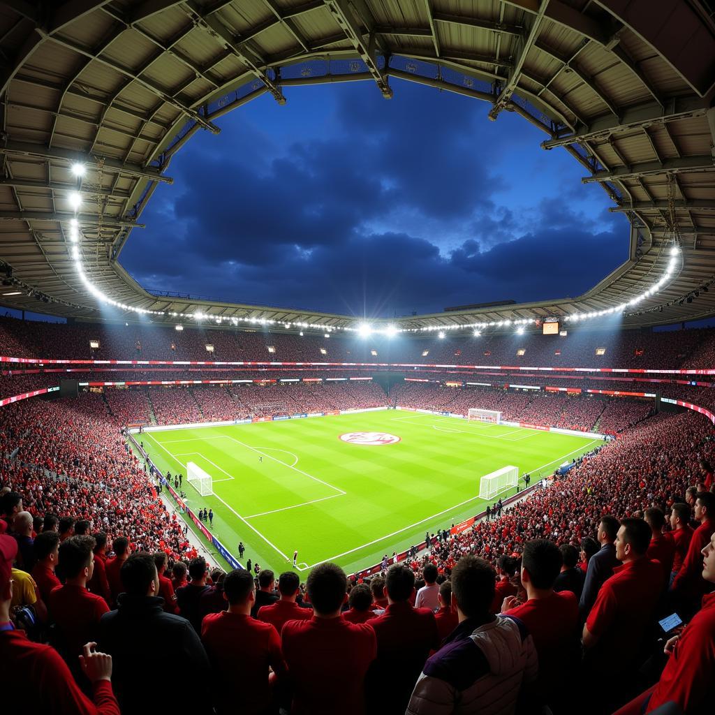 Crowded stadium during a Bundesliga match