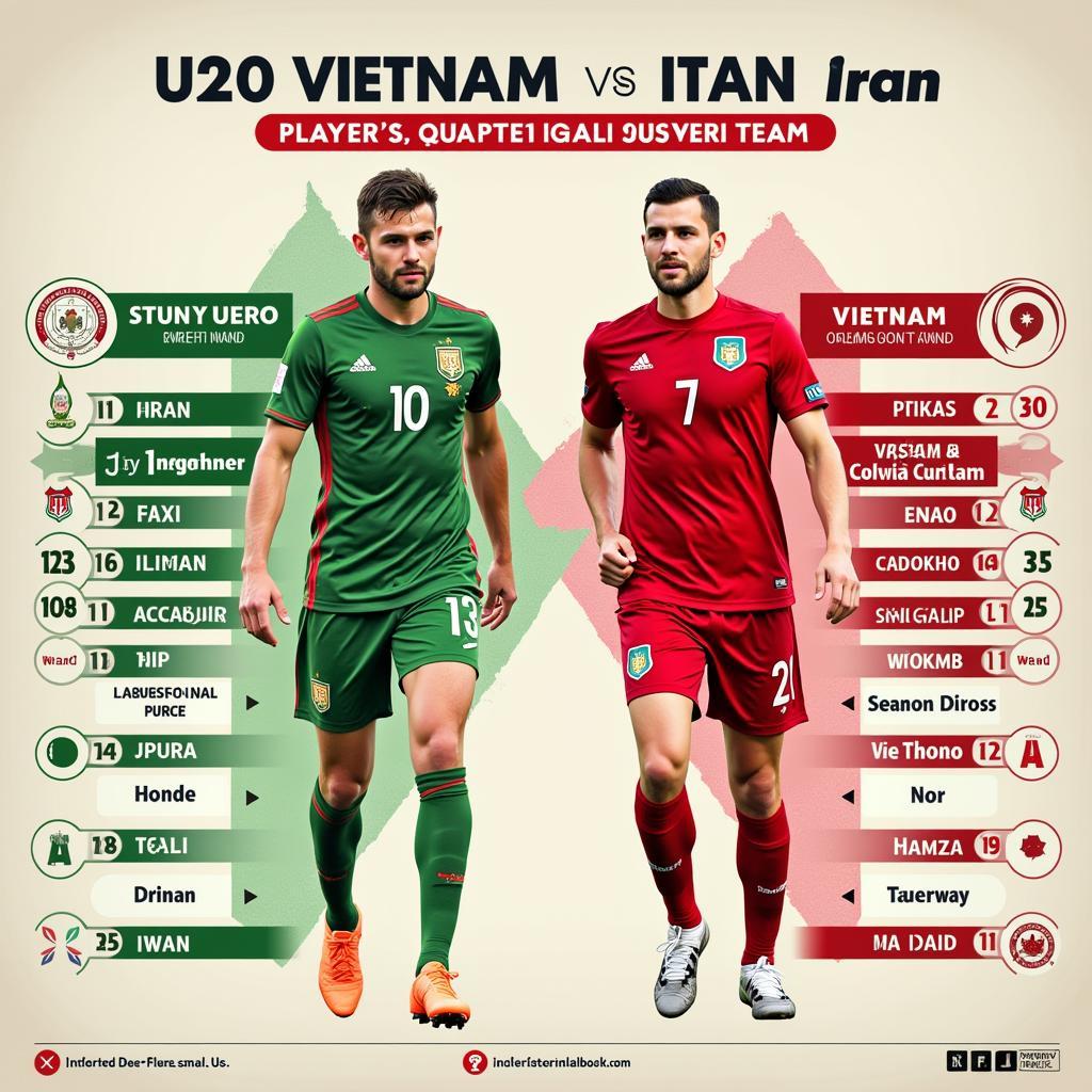 Lực lượng U20 Việt Nam và U20 Iran