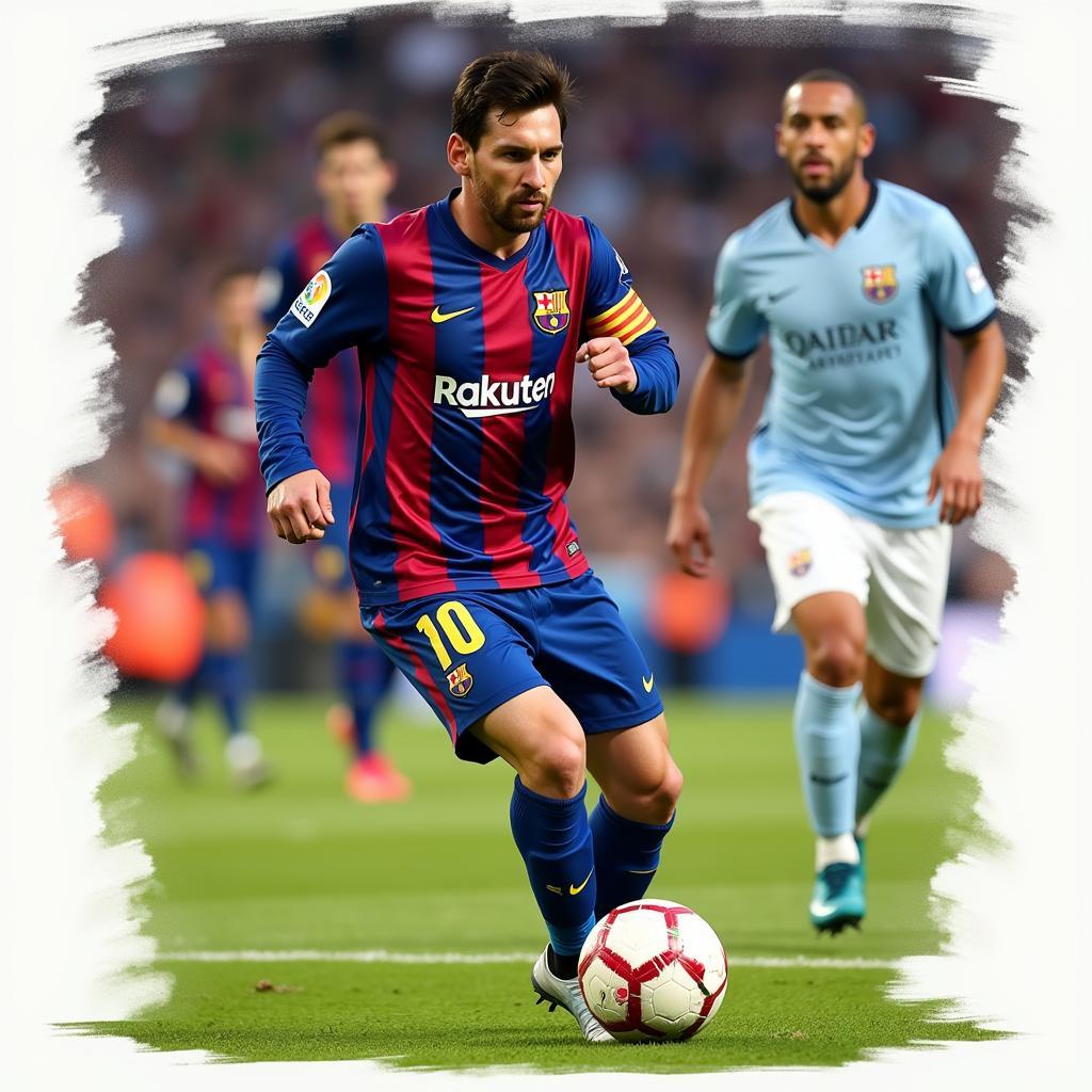 Lionel Messi dribbling the ball