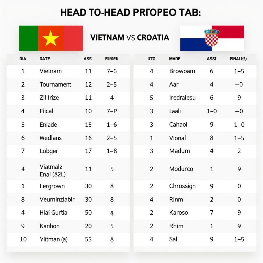 Lịch sử đối đầu VN vs Croatia