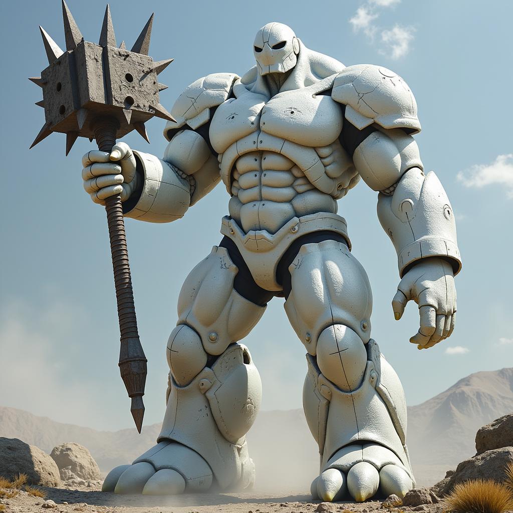 War Hammer Titan sử dụng khả năng tạo vũ khí từ cơ thể, tấn công Eren