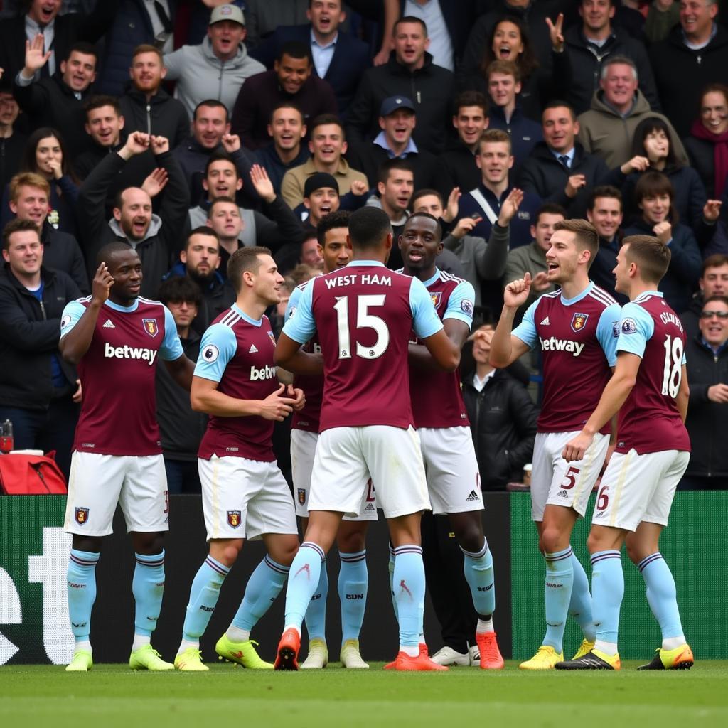 Cầu thủ West Ham ăn mừng chiến thắng