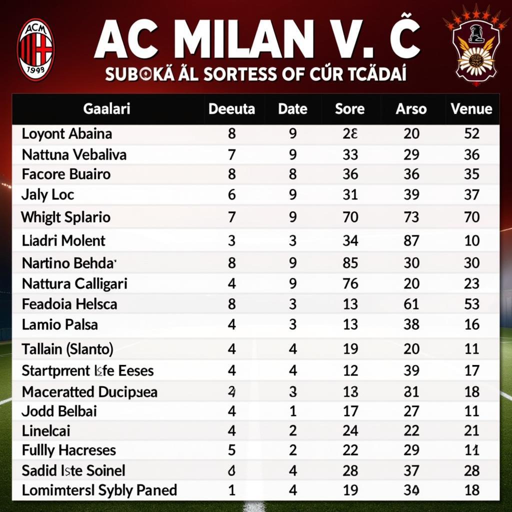 Lịch sử đối đầu giữa AC Milan và Cagliari