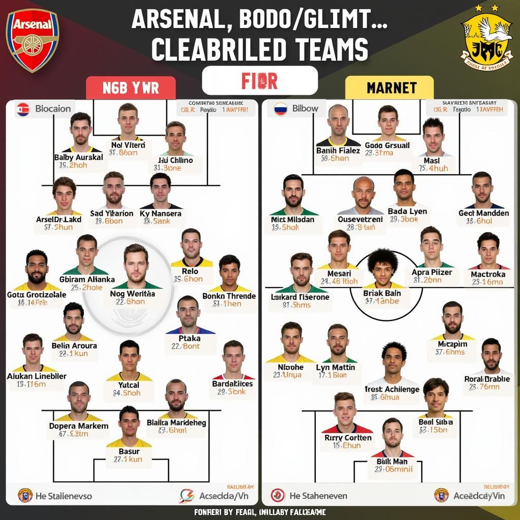 So sánh đội hình Arsenal vs Bodo/Glimt