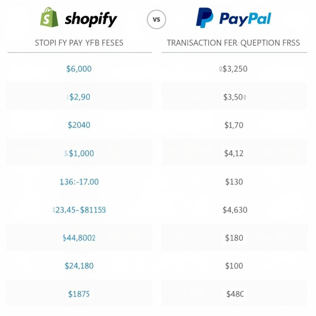 Bảng so sánh phí Shopify Payments và PayPal