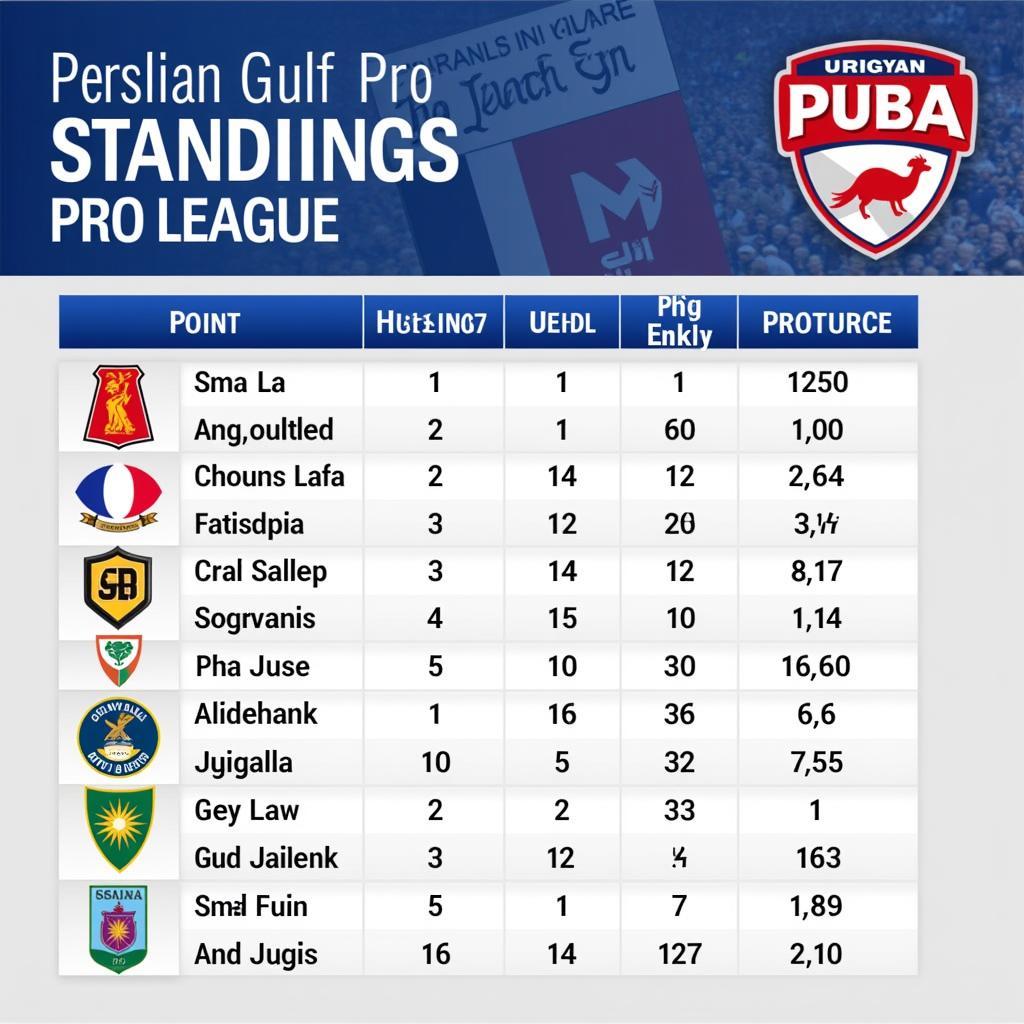 Bảng xếp hạng bóng đá Iran Persian Gulf Pro League