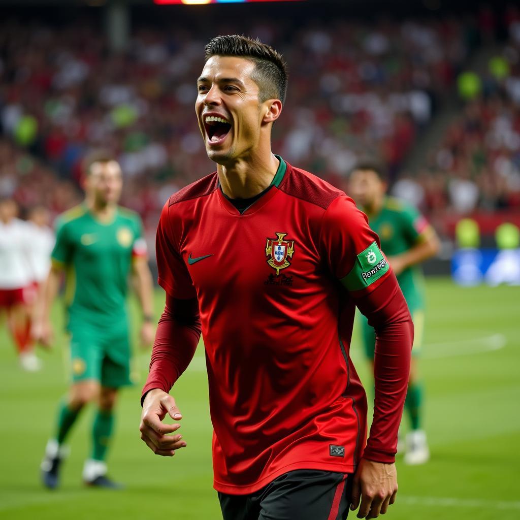 Cristiano Ronaldo ăn mừng bàn thắng trong trận Bồ Đào Nha vs Ghana