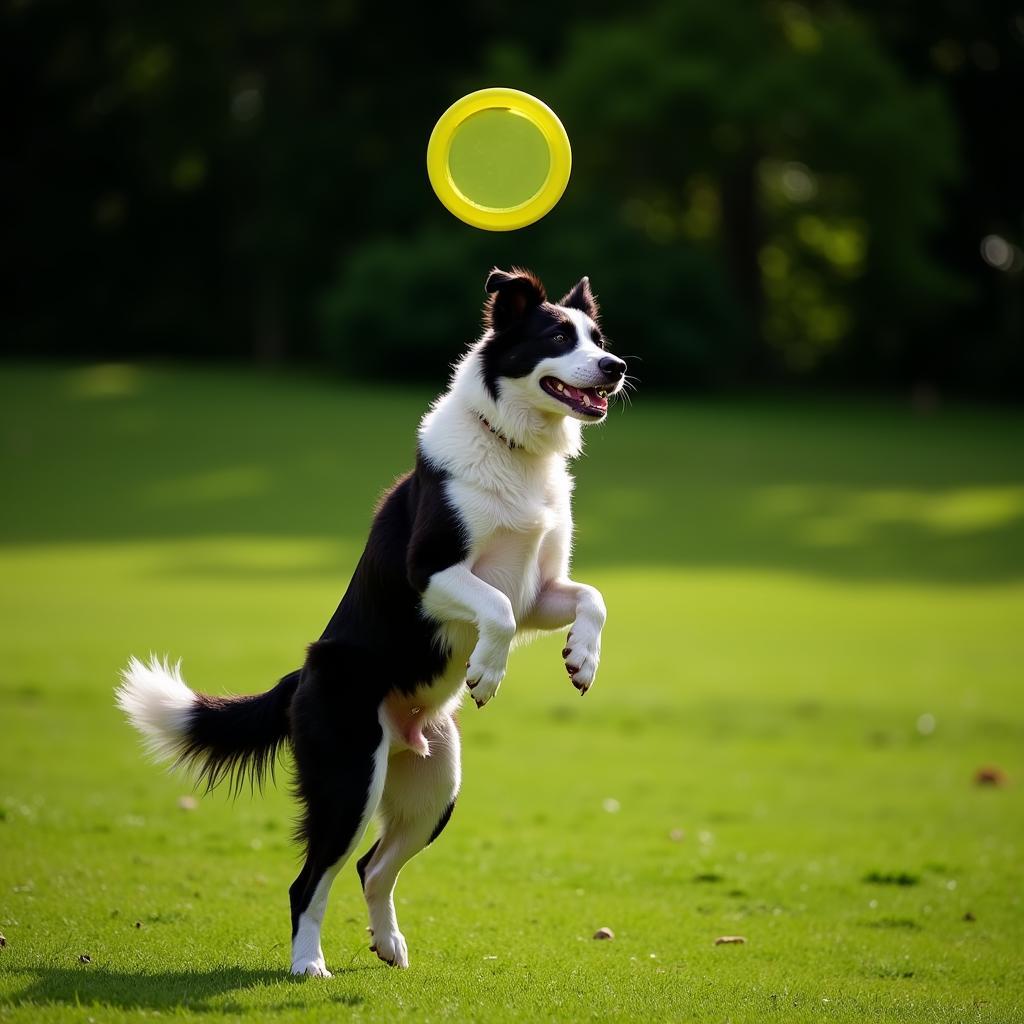 Chó Border Collie chơi frisbee