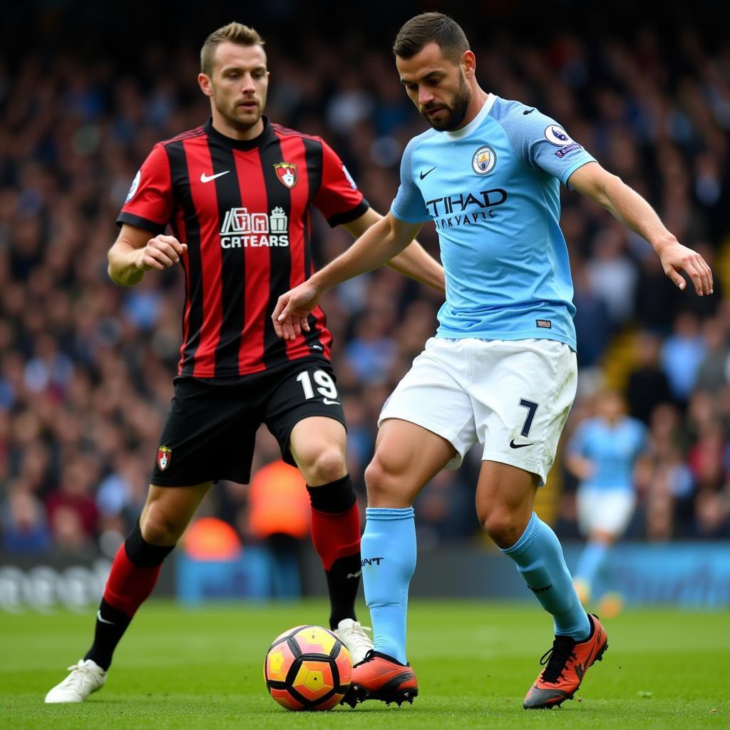 Bournemouth phòng ngự trước sức ép của Man City