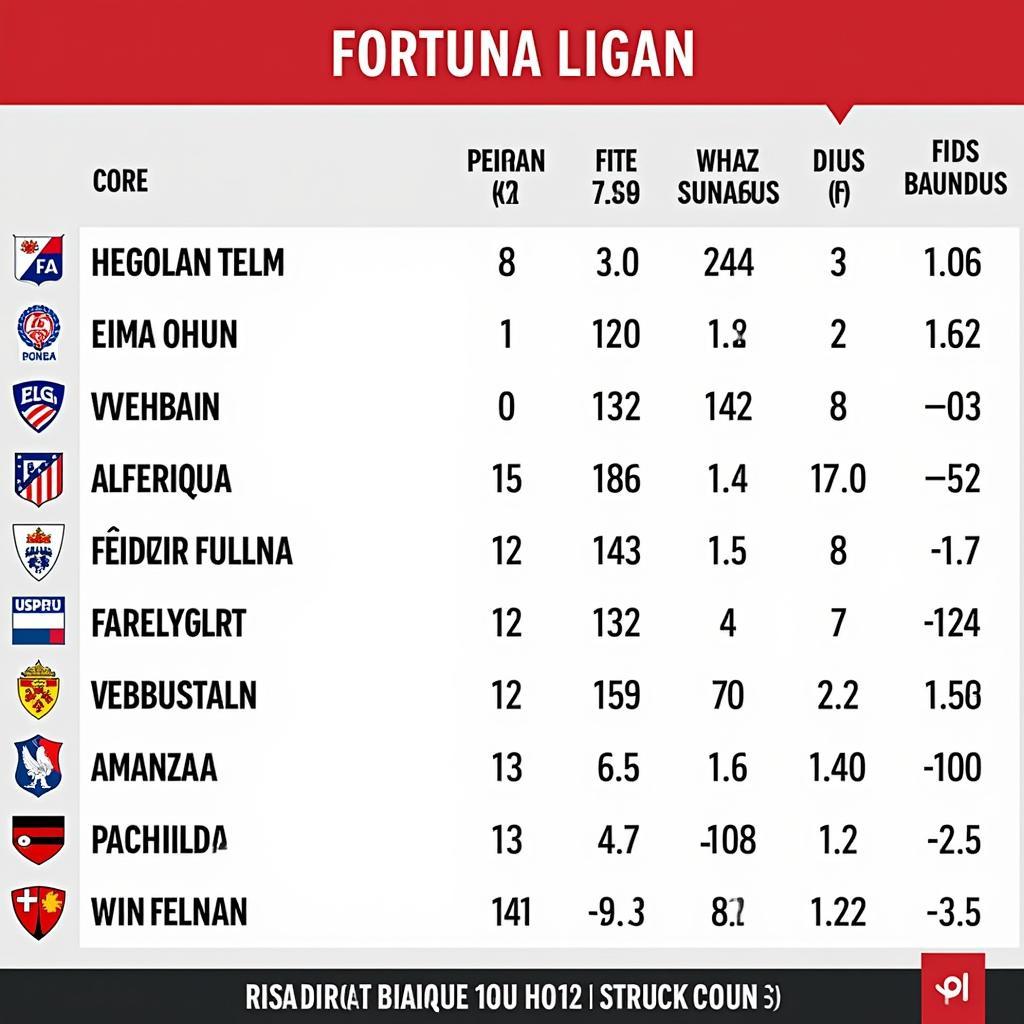 BXH bóng đá CH Séc Fortuna Liga cập nhật mới nhất