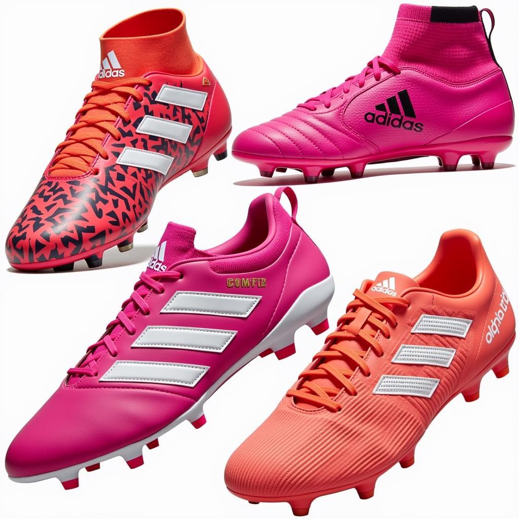 Các dòng giày adidas hồng phổ biến như Predator, X, Copa và Nemeziz