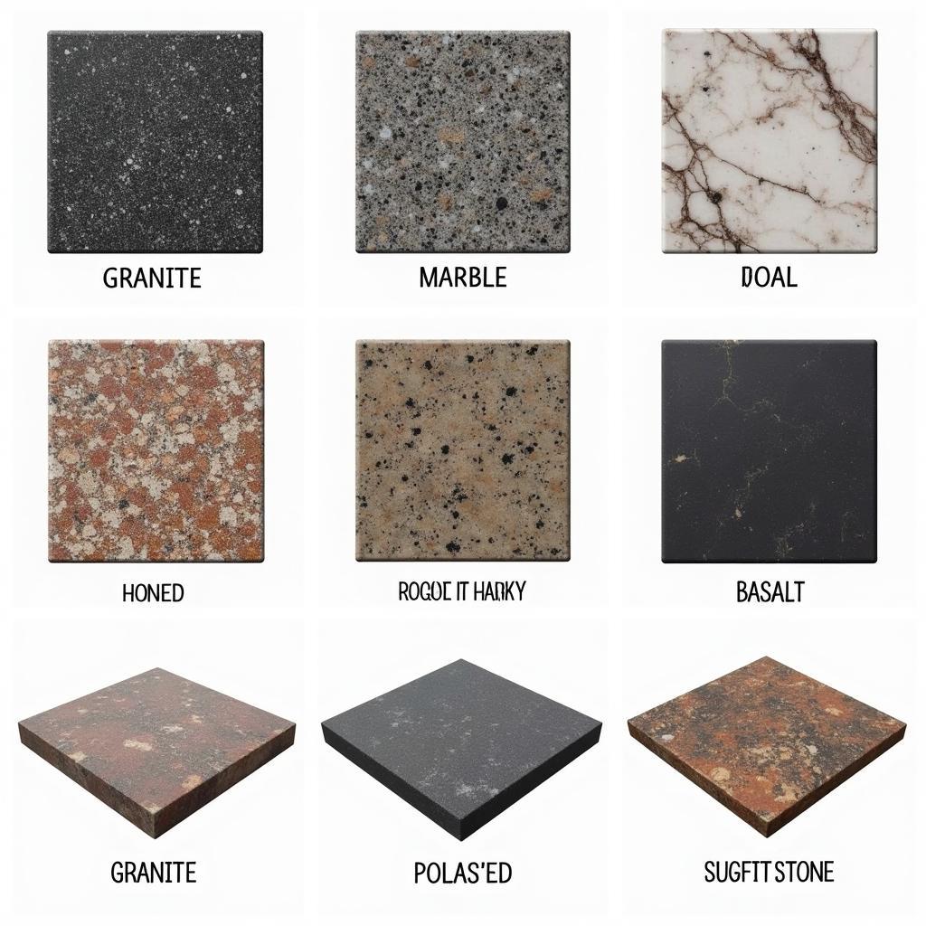 Các loại đá lát sân phổ biến như đá granite, marble, bazan