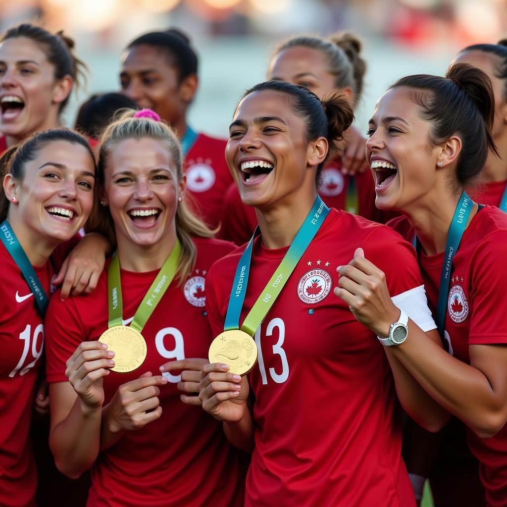 Canada vô địch bóng đá nữ Olympic 2021: Hình ảnh ăn mừng chiến thắng lịch sử của đội tuyển Canada