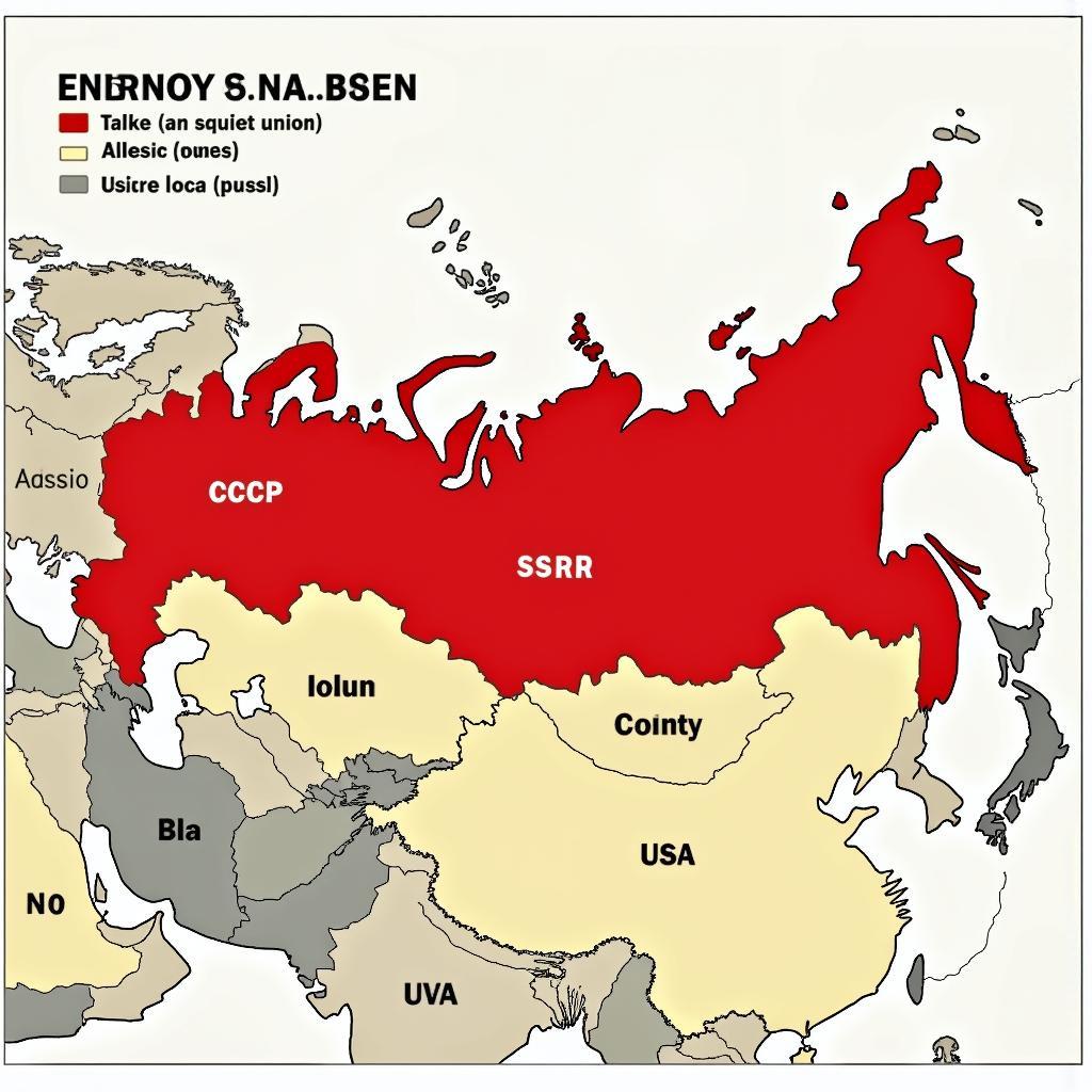 Bản đồ Liên Xô với hai tên gọi CCCP và USSR