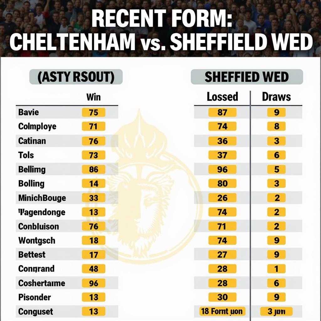 Biểu đồ so sánh phong độ gần đây của Cheltenham và Sheffield Wed