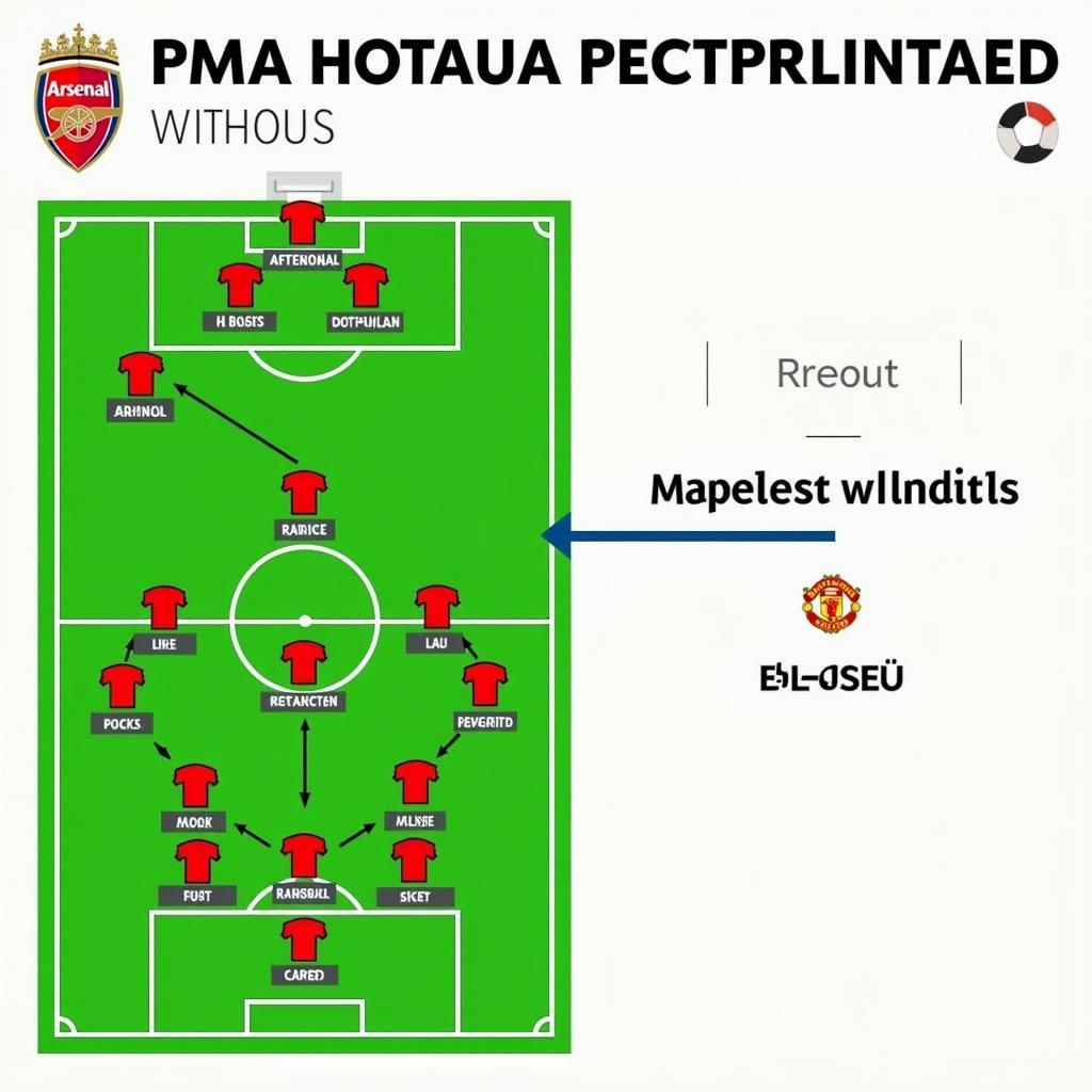 Hình ảnh minh họa chiến thuật của Arsenal và Manchester United, kèm theo dự đoán kết quả trận đấu.