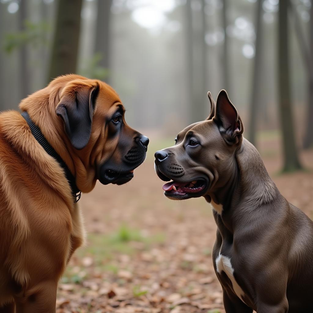 Chó Ngao Tây Tạng và Pitbull đối đầu