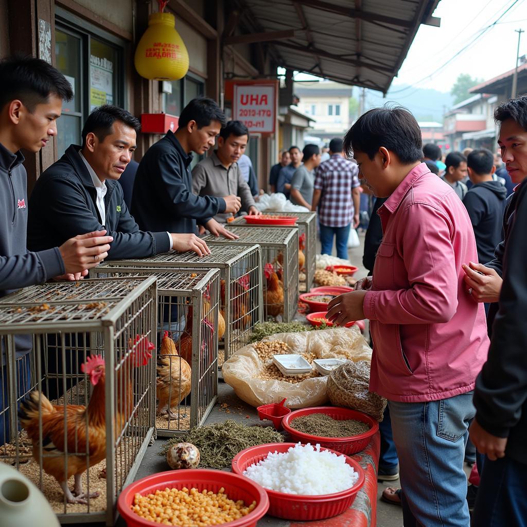 Giao dịch gà đá tại chợ tốt Hóc Môn