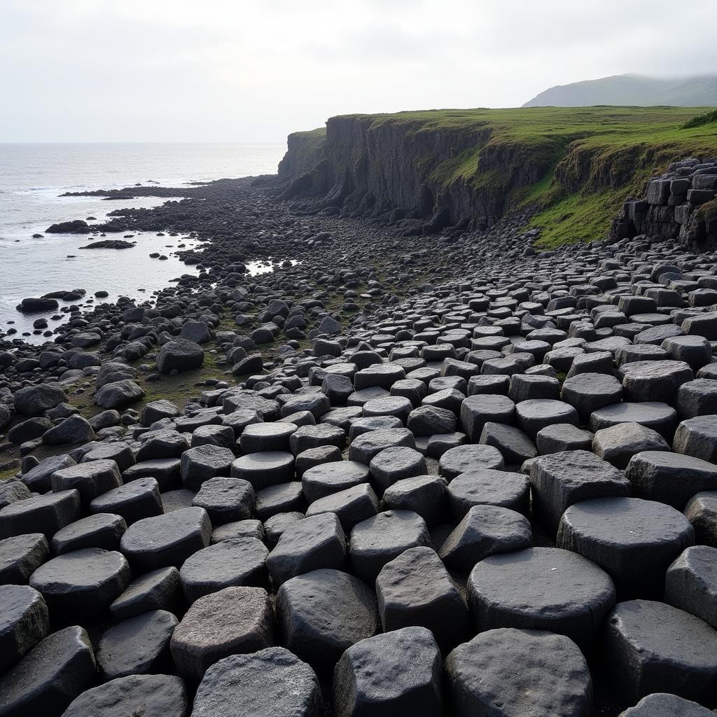 Hình ảnh Con đường của người khổng lồ ở Bắc Ireland, một ghềnh đá dĩa nổi tiếng với hàng ngàn cột đá bazan.