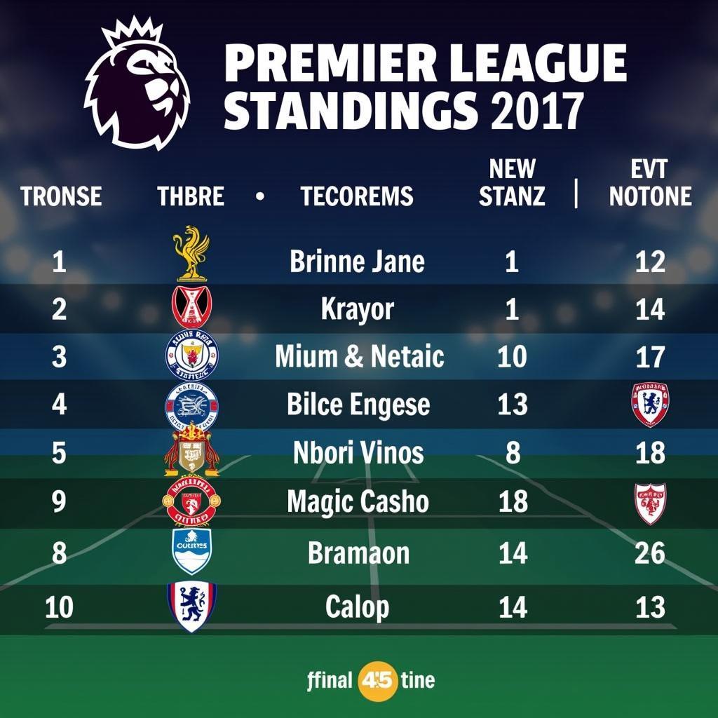 Cuộc đua top 4 Premier League 2017