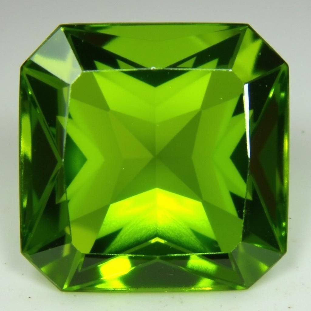 Đá Peridot Xanh Lá Cây Hiển Thị Màu Sắc Và Độ Trong Suốt