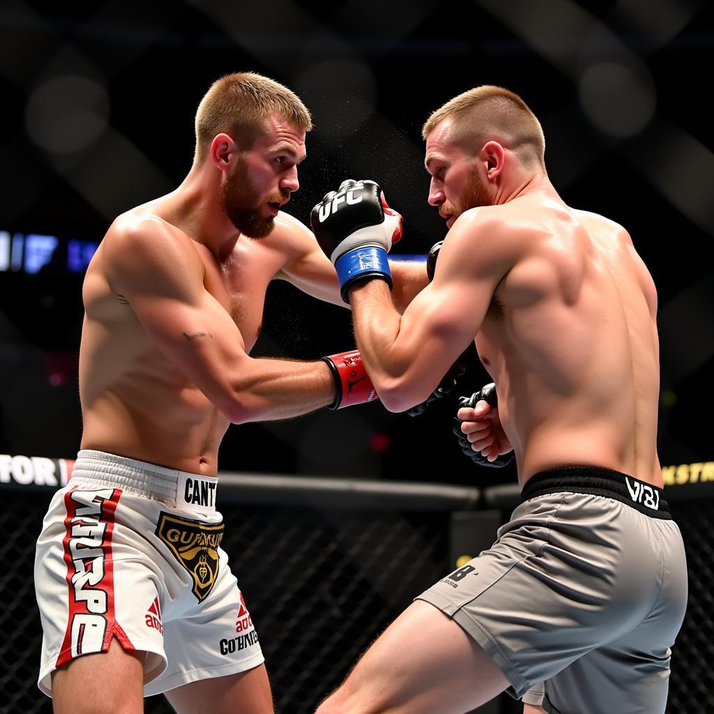 Dan Hooker và Paul Felder trong một pha đổi đòn nghẹt thở