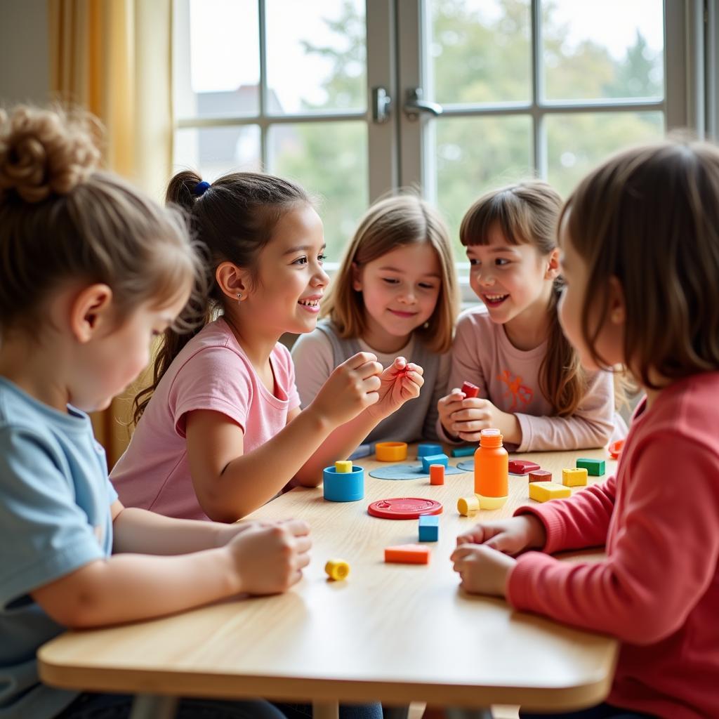 Children interacting during daycare activities