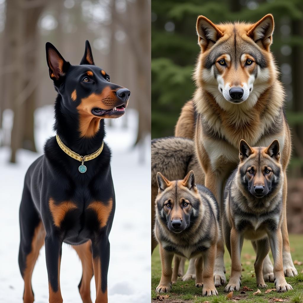 So sánh hành vi Doberman và Sói