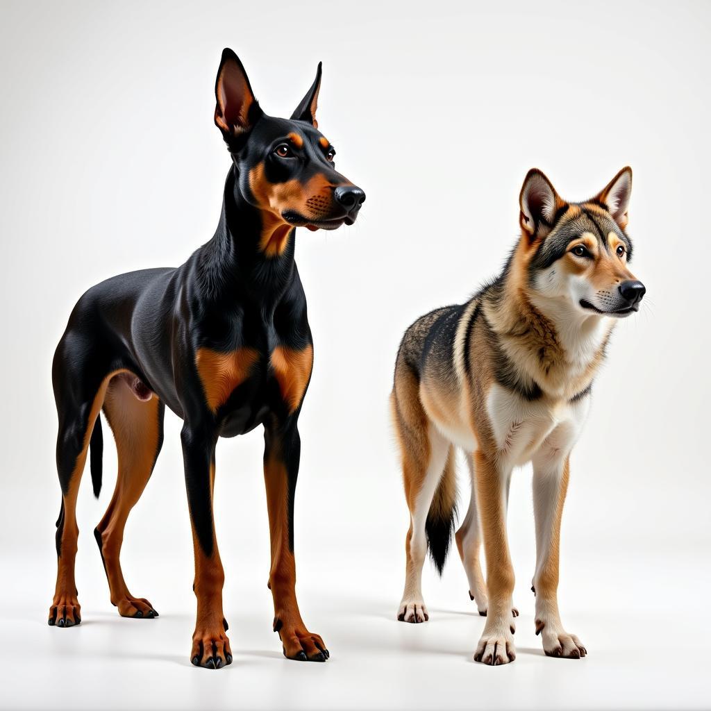 So sánh kích thước Doberman và Sói