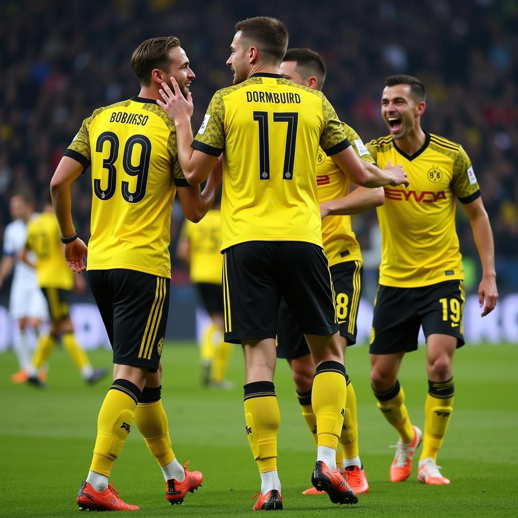 Cầu thủ Dortmund ăn mừng bàn thắng quyết định ở phút cuối trận đấu