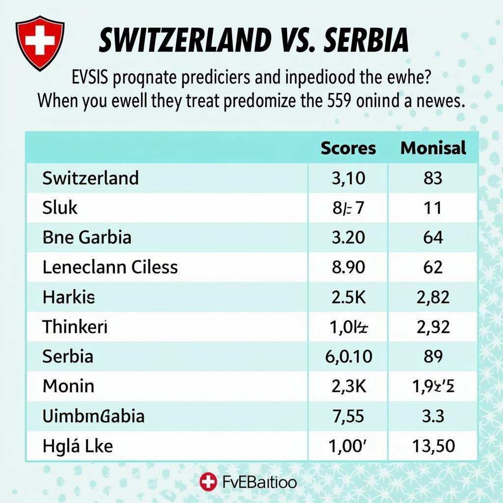 Dự đoán tỷ số trận đấu Thụy Sĩ vs Serbia: Cuộc đối đầu căng thẳng