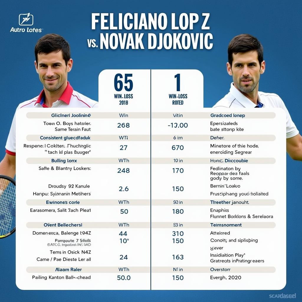 So sánh phong độ giữa Feliciano Lopez và Novak Djokovic